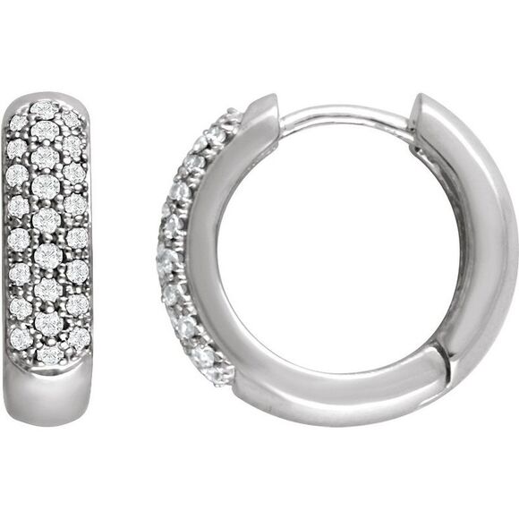 14K White 1/3 CTW Natural Diamond Hoop Earrings